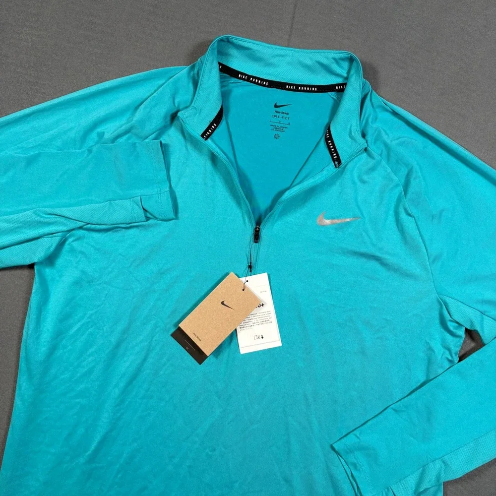 Nike Stride Mens Dri-FIT 1/2 Zip Running Mid Layer Dusty Cactus Blue Green Large